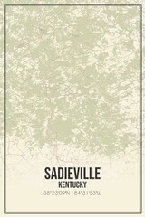Retro US city map of Sadieville, Kentucky. Vintage street map.