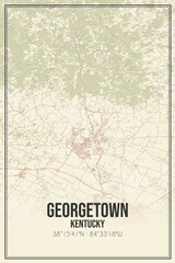 Retro US city map of Georgetown, Kentucky. Vintage street map.