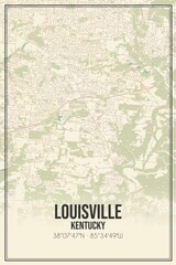 Retro US city map of Louisville, Kentucky. Vintage street map.