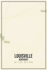 Retro US city map of Louisville, Kentucky. Vintage street map.