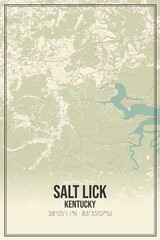 Retro US city map of Salt Lick, Kentucky. Vintage street map.