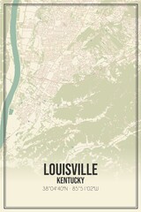 Retro US city map of Louisville, Kentucky. Vintage street map.