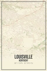 Fototapeta na wymiar Retro US city map of Louisville, Kentucky. Vintage street map.