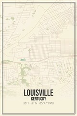 Retro US city map of Louisville, Kentucky. Vintage street map.