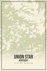 Retro US city map of Union Star, Kentucky. Vintage street map.