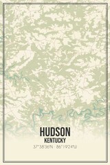 Retro US city map of Hudson, Kentucky. Vintage street map.