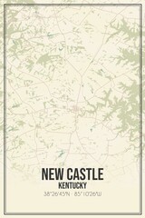 Retro US city map of New Castle, Kentucky. Vintage street map.