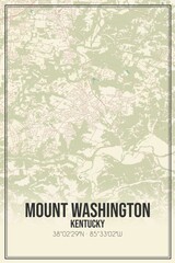 Retro US city map of Mount Washington, Kentucky. Vintage street map.