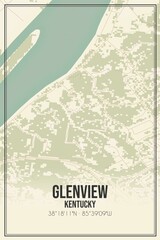 Retro US city map of Glenview, Kentucky. Vintage street map.