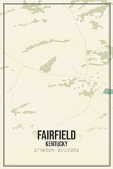 Retro US city map of Fairfield, Kentucky. Vintage street map.