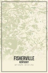 Retro US city map of Fisherville, Kentucky. Vintage street map.