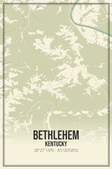 Retro US city map of Bethlehem, Kentucky. Vintage street map.