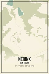Retro US city map of Nerinx, Kentucky. Vintage street map.