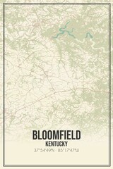 Retro US city map of Bloomfield, Kentucky. Vintage street map.