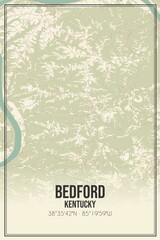 Retro US city map of Bedford, Kentucky. Vintage street map.