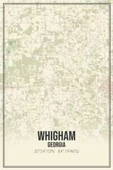 Retro US city map of Whigham, Georgia. Vintage street map.