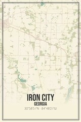 Obraz premium Retro US city map of Iron City, Georgia. Vintage street map.