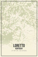 Retro US city map of Loretto, Kentucky. Vintage street map.