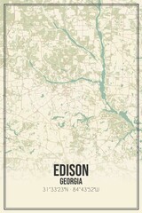 Retro US city map of Edison, Georgia. Vintage street map.