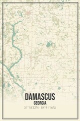 Retro US city map of Damascus, Georgia. Vintage street map.