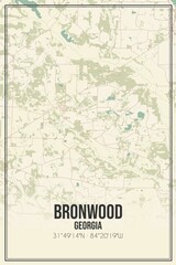 Retro US city map of Bronwood, Georgia. Vintage street map.