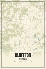 Retro US city map of Bluffton, Georgia. Vintage street map.