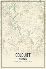 Fototapeta na wymiar Retro US city map of Colquitt, Georgia. Vintage street map.