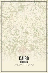 Retro US city map of Cairo, Georgia. Vintage street map.