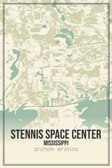 Retro US city map of Stennis Space Center, Mississippi. Vintage street map.