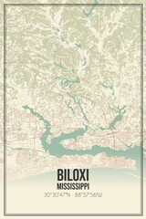 Retro US city map of Biloxi, Mississippi. Vintage street map.