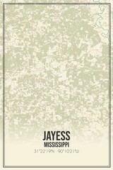 Retro US city map of Jayess, Mississippi. Vintage street map.