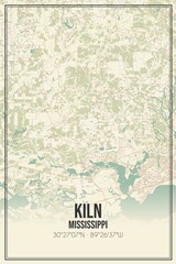 Retro US city map of Kiln, Mississippi. Vintage street map.