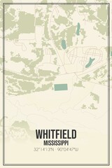 Retro US city map of Whitfield, Mississippi. Vintage street map.