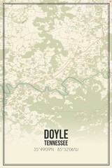 Retro US city map of Doyle, Tennessee. Vintage street map.