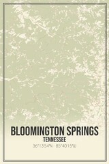 Retro US city map of Bloomington Springs, Tennessee. Vintage street map.