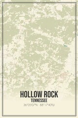 Obraz premium Retro US city map of Hollow Rock, Tennessee. Vintage street map.