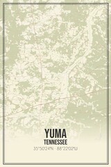 Retro US city map of Yuma, Tennessee. Vintage street map.