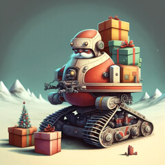 Fototapeta premium robot, santa, presents, automatic, production, mass