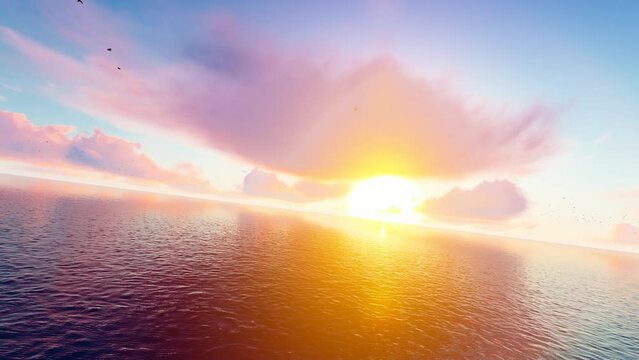 Time-lapse photography of morning sunrise on the sea