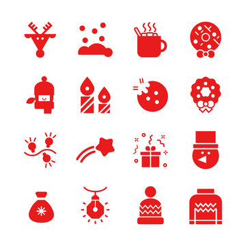Winter holidays. Christmas icon, sticker set.