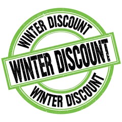 WINTER DISCOUNT text on green-black round stamp sign