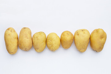 Raw potatoes isolated on white background