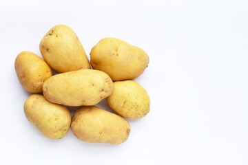 Raw potatoes isolated on white background