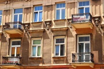 Facade of an old-style apartment house.