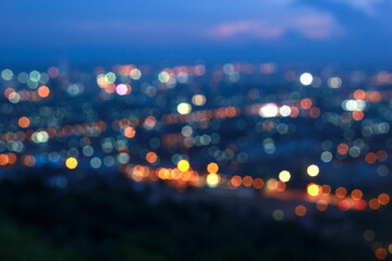 Colorful bokeh from city lights.