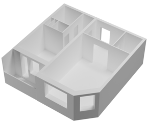 Single floor apartment plan isolated on a background. 1+1. 3D illustration.