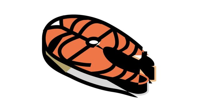 steak salmon color icon animation