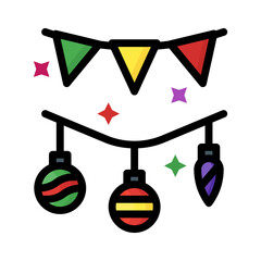 Garlands party icon with lineal color style vector