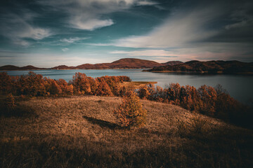landscape with lake and mountains