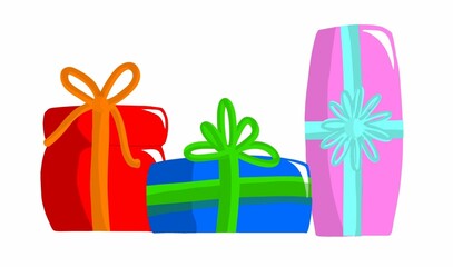 Cartoon Style Gifts Wrapped with Ribbons